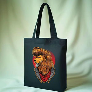 Dashing Lion Graphic Cotton Canvas Tote Bag