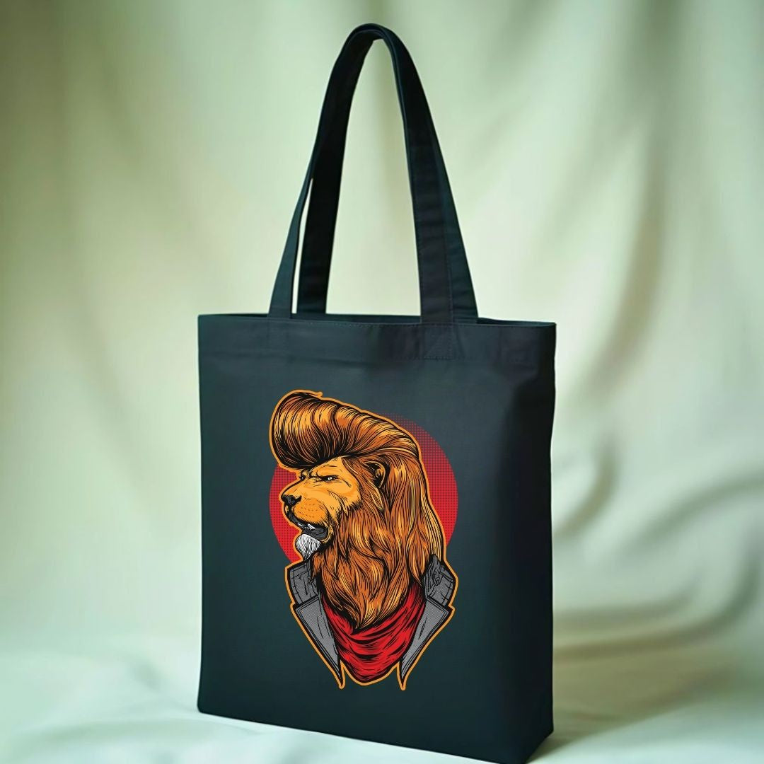 Dashing Lion Graphic Cotton Canvas Tote Bag