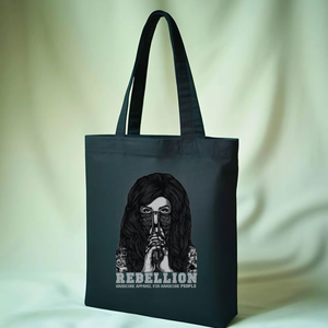 Rebellion Graphic Canvas Tote Bag - Minimalist Statement Carryall