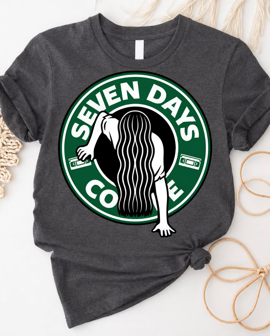 Seven Days Coffee T-Shirt — Vintage Parody Logo Tee