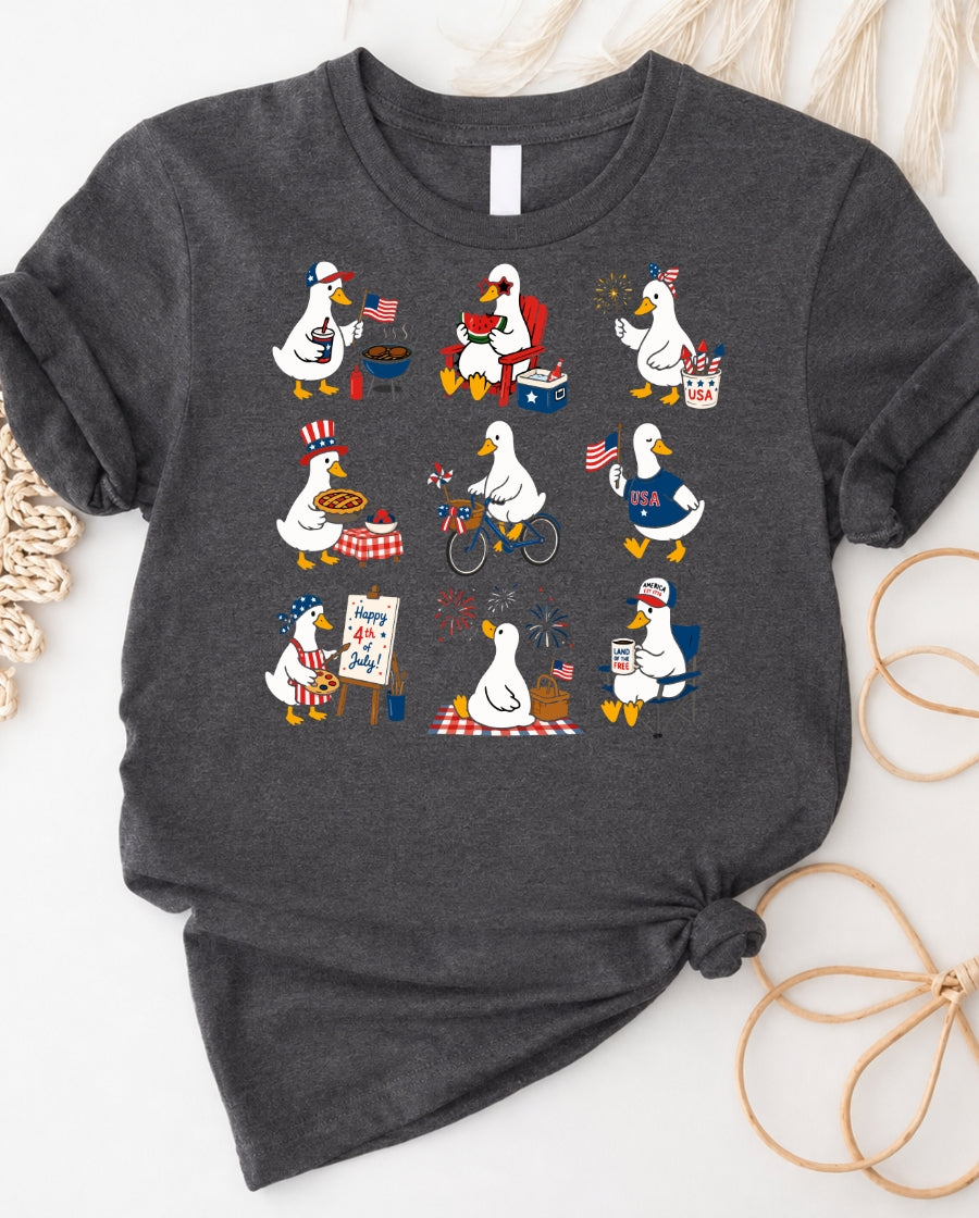 4th of July Ducks T-Shirt — Ducks In 4 July Patriotic Tee