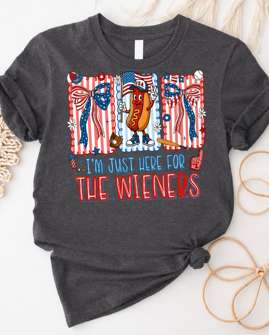 I Am Just Here For Winners 4th of July Tee with star-spangled text