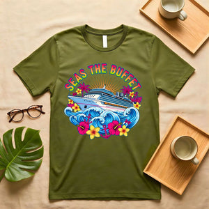 Seas The Buffet Cruise Ship Food Pun T-Shirt