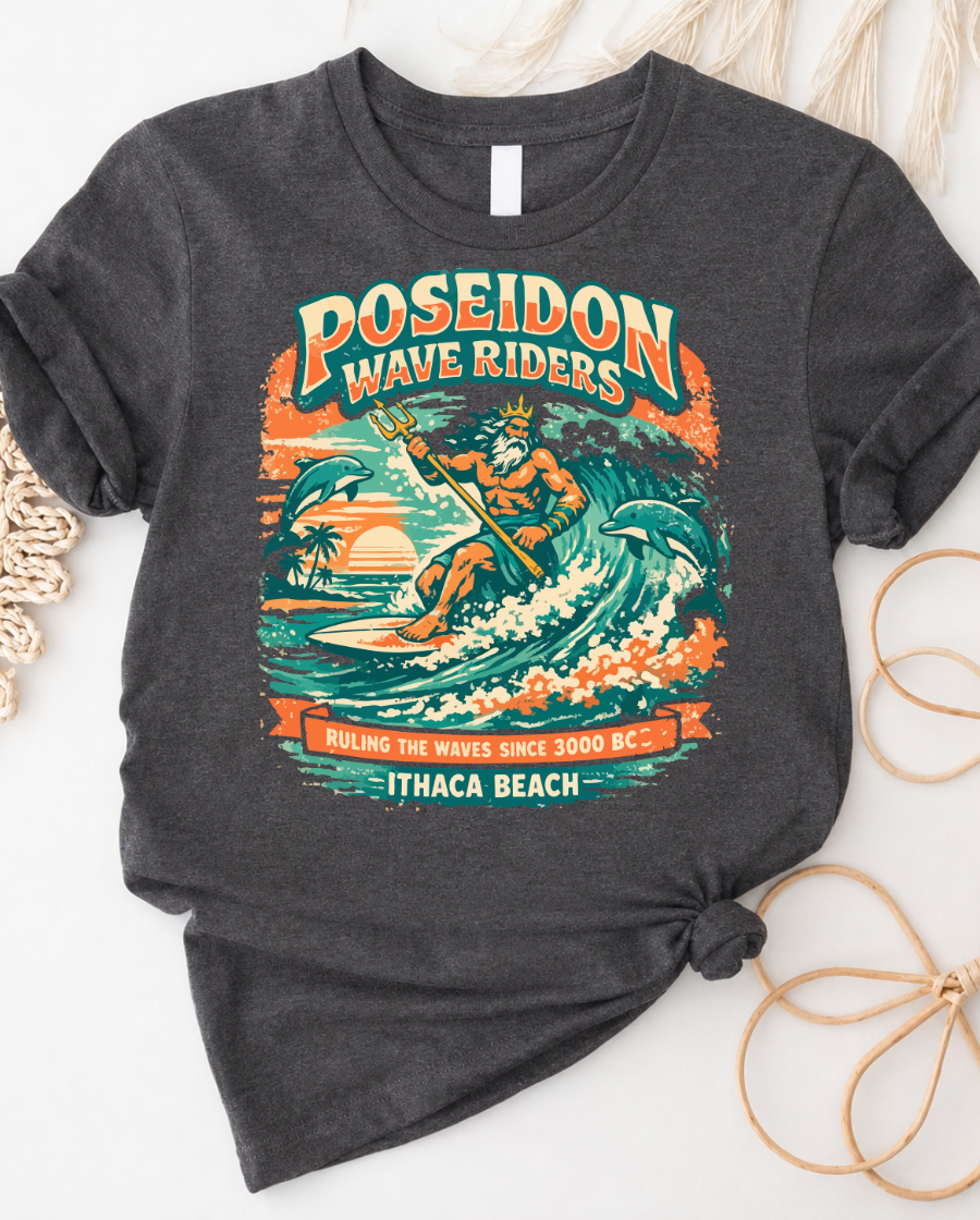 Poseidon Wave Riders Surf T-Shirt — Ithaca Beach Vintage Surf Graphic Tee