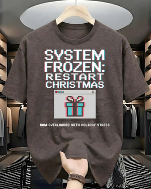 "System Frozen Restart" Computer Error Parody Funny T-Shirt