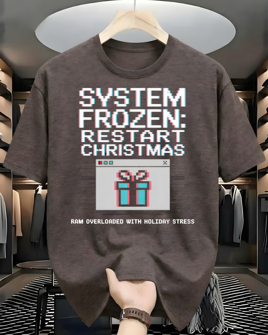 "System Frozen Restart" Computer Error Parody Funny T-Shirt