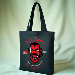 Red Devil Graphic Cotton Canvas Tote Bag