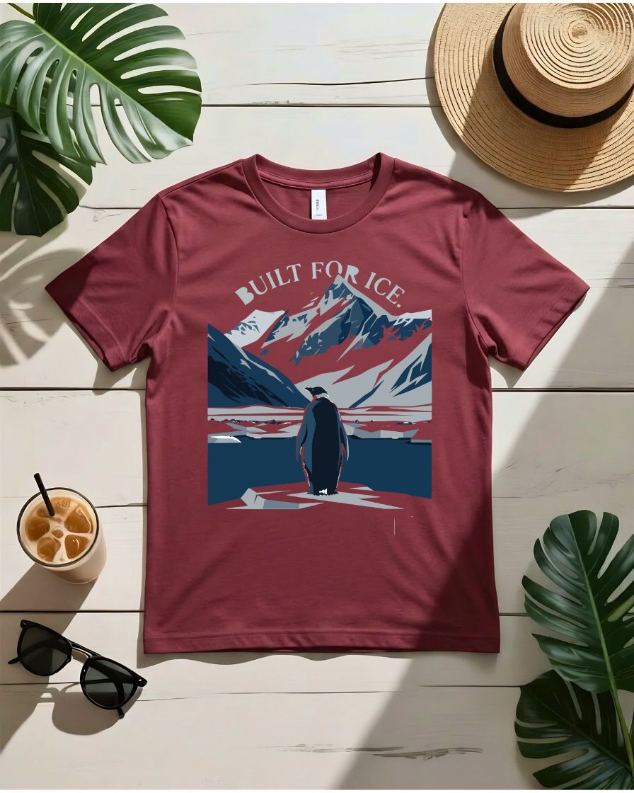 Built for ice tee cracked ice text hockey style graphic