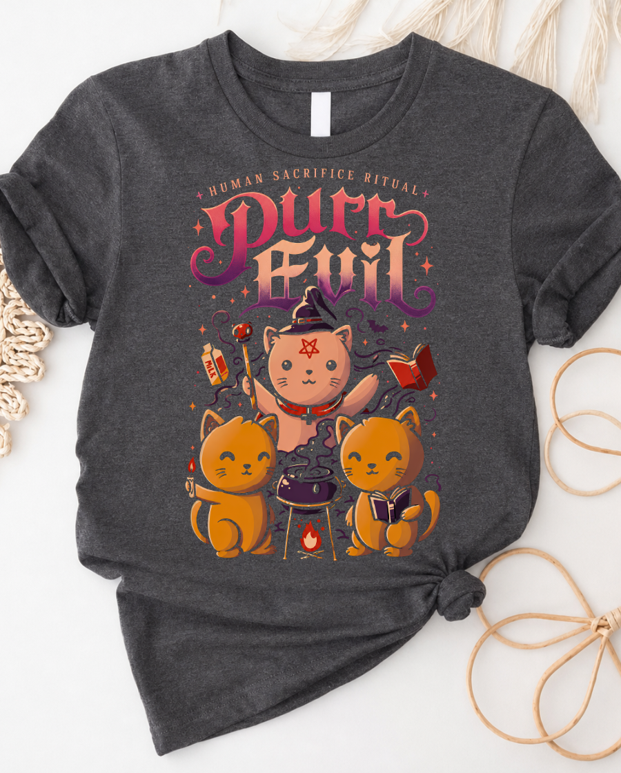 Dark Cute Devil Cat Tee — "Damn Devil" Occult Kawaii Graphic T-Shirt