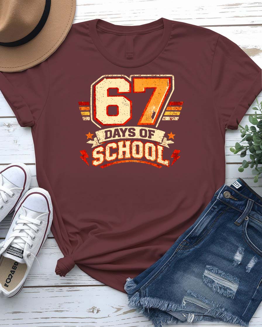 67 Days of School Celebration T-Shirt for Teachers and Students