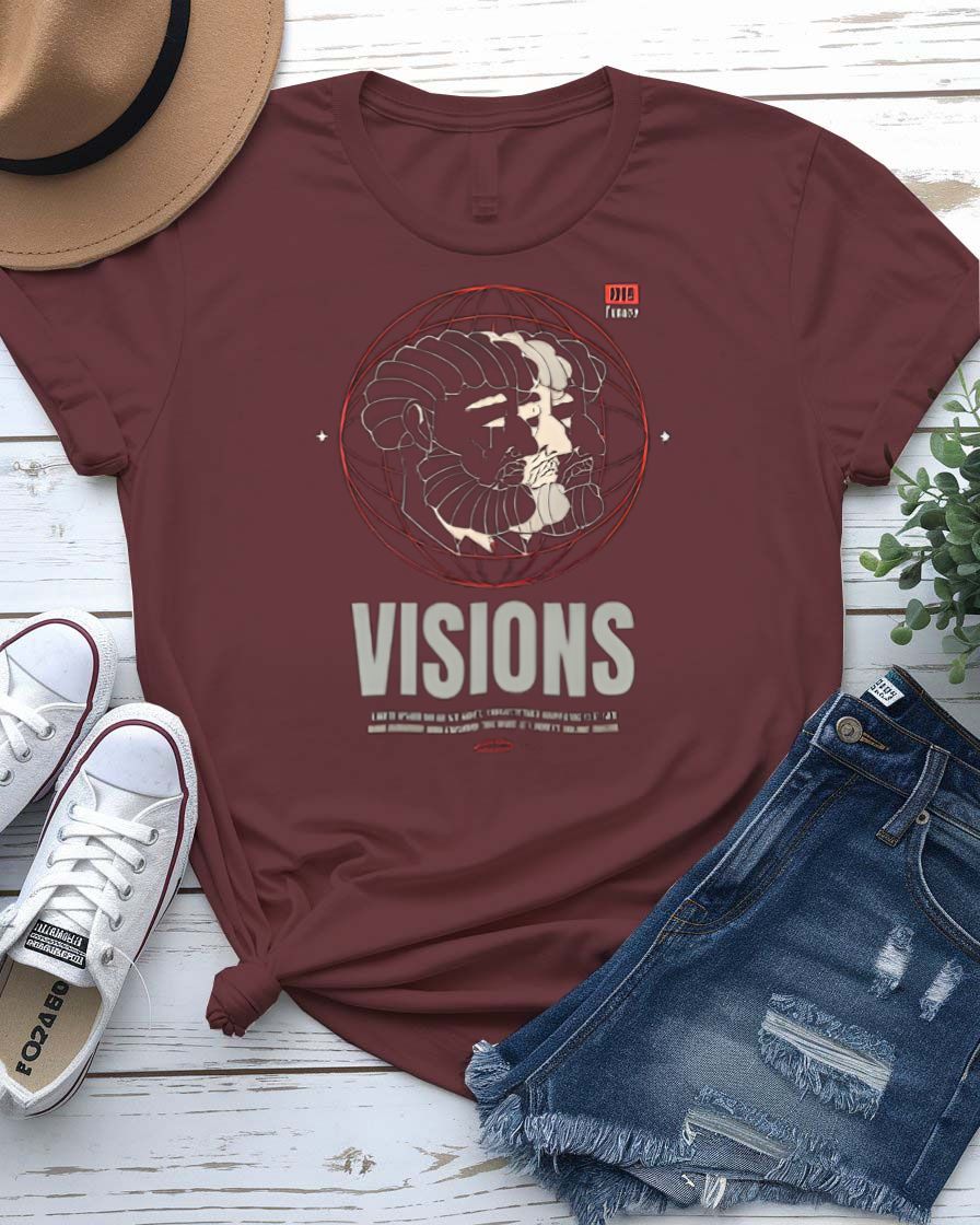 Vision Streetwear Tee with retro boxy logo on model