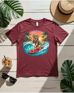 Dog wild waves tee surfing dog on wave graphic