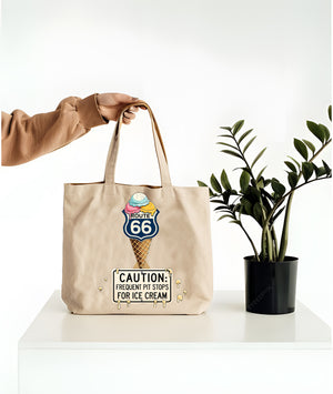 Route 66 Retro Style Canvas Tote Bag