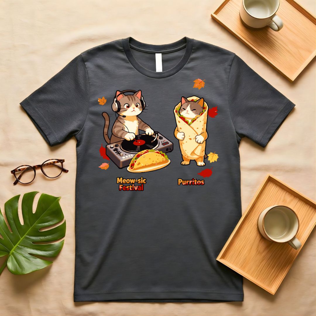 Meow-Sic Festival Vintage Cat Band Graphic T-Shirt
