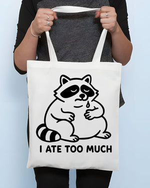 "I Ate Too Much" Cute Overfed Animal Meme Tote Bag