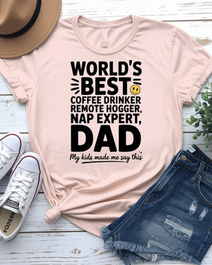 World’s Best Dad Typographical Funny Tee by Memez Store