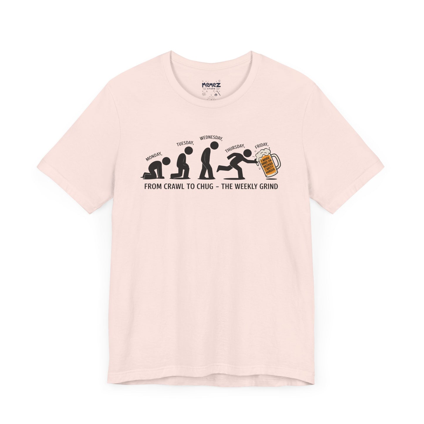 Funny Meme Unisex Tee - Crawl To Chug Design Beer Funny Meme Stee