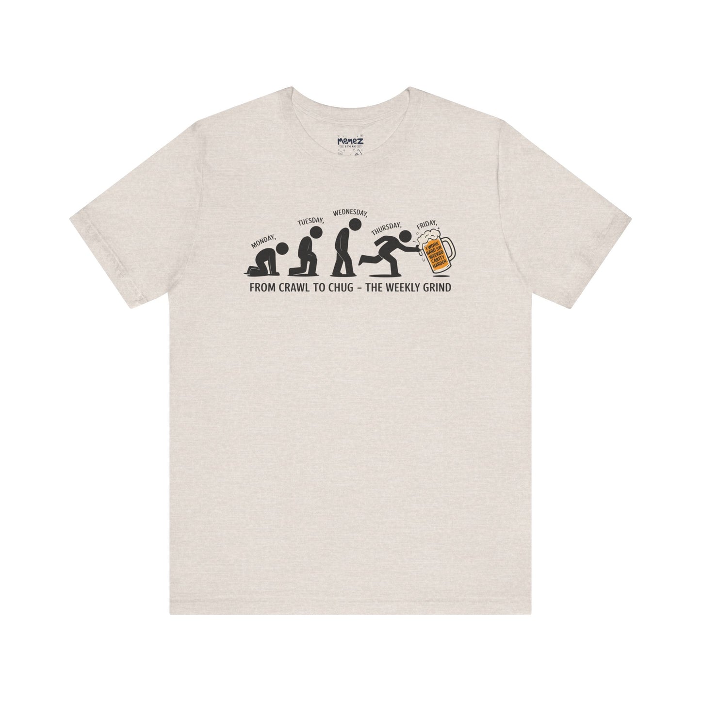 Funny Meme Unisex Tee - Crawl To Chug Design Beer Funny Meme Stee
