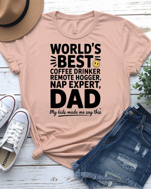 World’s Best Dad Typographical Funny Tee by Memez Store