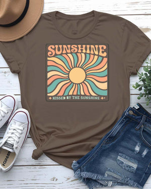 Sunshine tee smiling sun with golden rays graphic