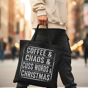 Coffee and Chaos Funny Relatable Slogan Tote Bag