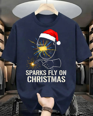 "Sparky's First Christmas" Funny Anxious Dog Holiday T-Shirt