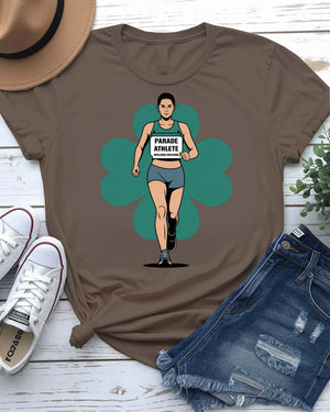 Parade St. Patrick's Day T-Shirt with festive float and crowd on model