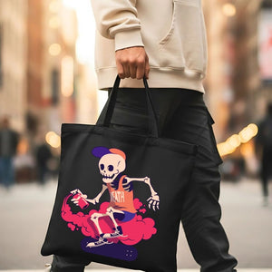 Spray Paint Skeleton Graphic Tote Bag - Graffiti Style Canvas Tote