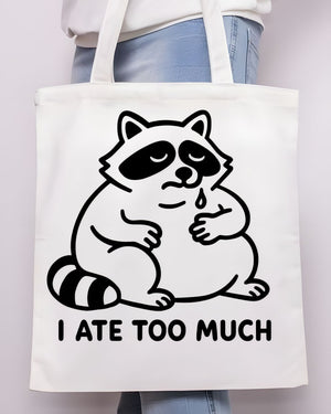 "I Ate Too Much" Cute Overfed Animal Meme Tote Bag