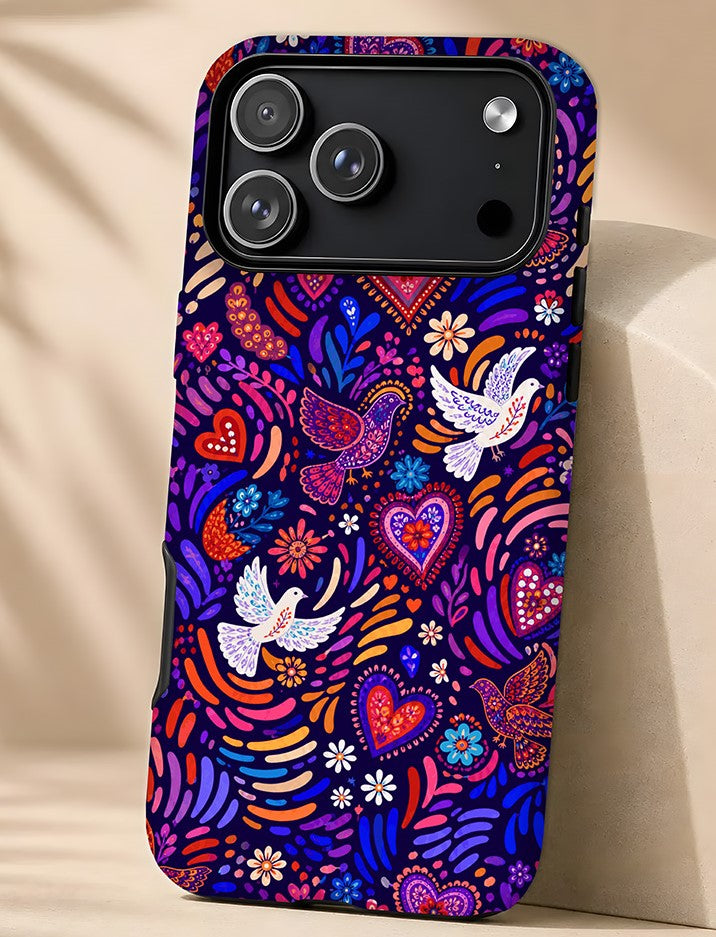 doves hearts flowers love birds Magnetic Phone Case