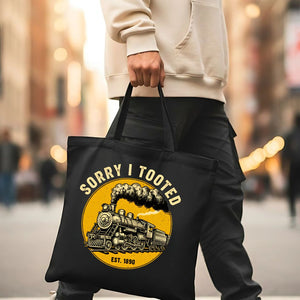 "Sorry I Tooted" Funny Train Pun Tote Bag