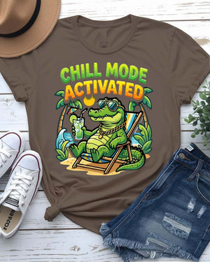 Chill mood activated design tee finger pressing button graphic