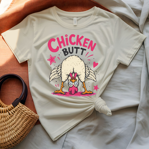 Chicken Butt Tee with "Guess What?" joke and chicken graphic