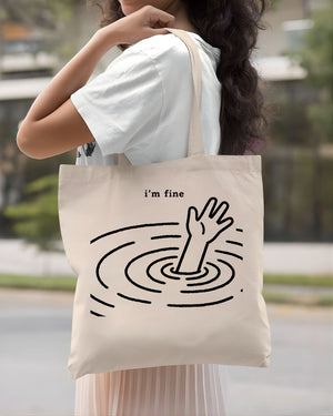 I am Fine Funny Meme Dog Tote Bag (This is Fine)