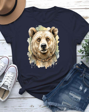 Cute bear tee smiling bear face with honey pot graphic
