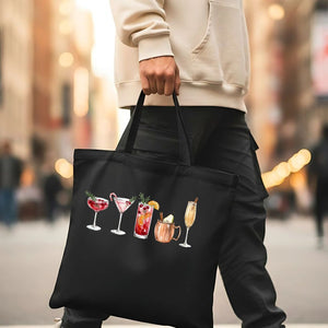 Christmas Drinks Festive Holiday Cocktail Illustration Tote Bag
