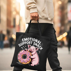 "Emotional Support Snack" Funny Food & Mood Tote Bag