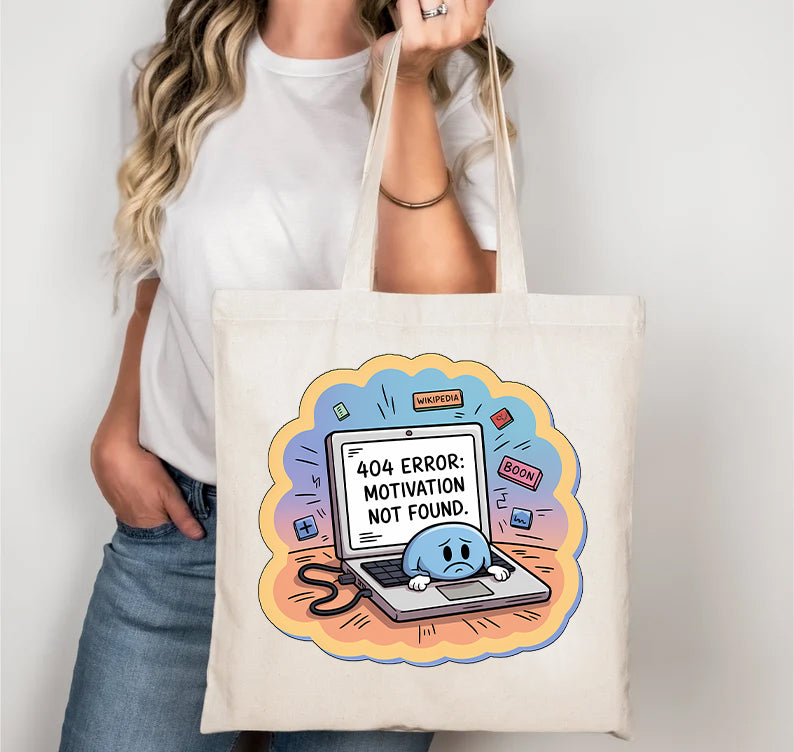 404 Error Motivation Not Found Geeky Tote Bag