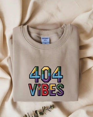 Funny 404 vibes meme embroidered crewneck