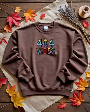 Funny 404 vibes meme embroidered crewneck