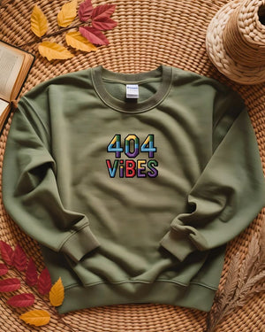 Funny 404 vibes meme embroidered crewneck