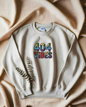Funny 404 vibes meme embroidered crewneck