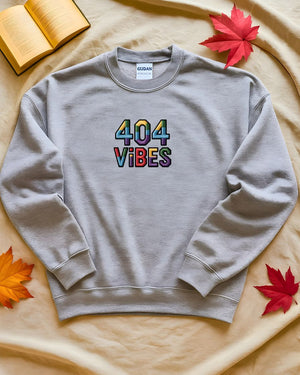 Funny 404 vibes meme embroidered crewneck