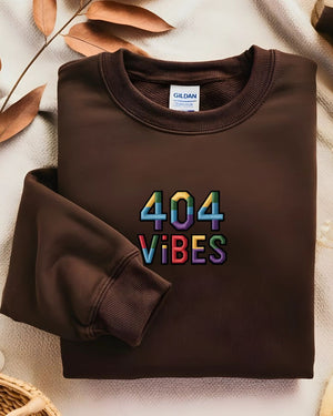 Funny 404 vibes meme embroidered crewneck