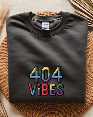Funny 404 vibes meme embroidered crewneck