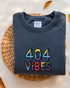 Funny 404 vibes meme embroidered crewneck