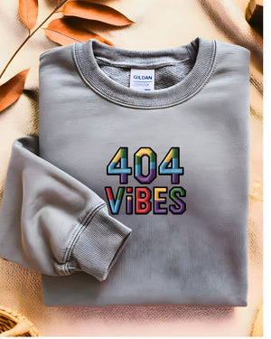 Funny 404 vibes meme embroidered crewneck
