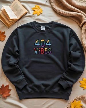 Funny 404 vibes meme embroidered crewneck