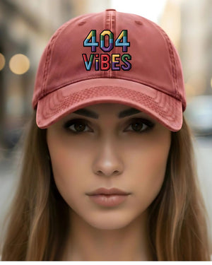 Funny 404 vibes error embroidered cap