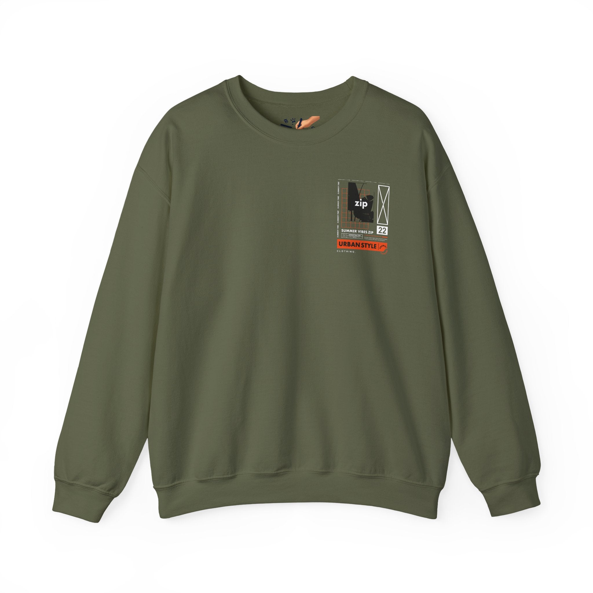 Zip Urban Streetwear Crewneck Sweatshirt